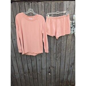 Lake Pajamas Women’s Set Size S Pink Blush Long Sleeve Top & Shorts Lounge...